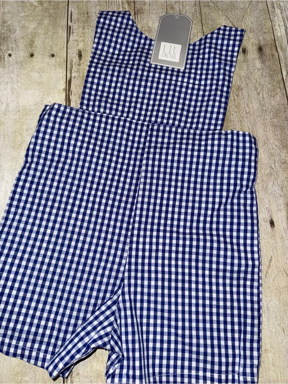 Cactus Blue Gingham Smocked Helicopter Romper